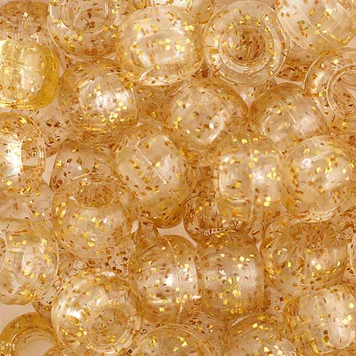 Acrylic - 9mm Crow Beads - Sparkle Gold Amber (1000pcs)