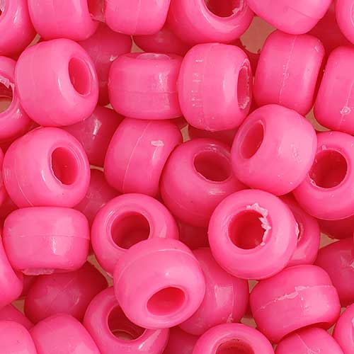 Acrylic - 9mm Crow Beads - Opaque Hot Pink (1000pcs)