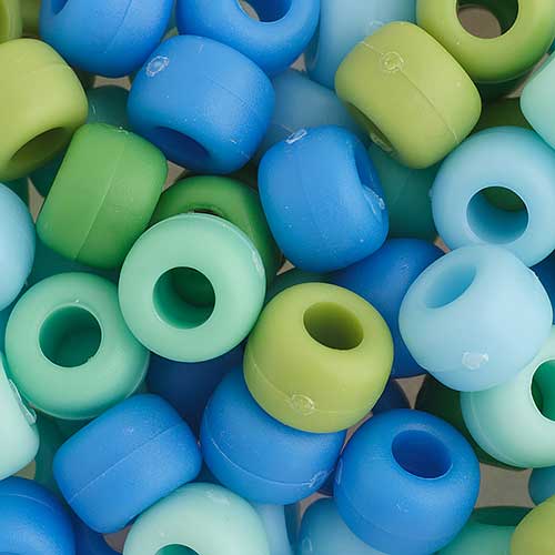 Acrylic - 9mm - Crow Beads - Matte Blue and Green Mix (1000pcs)