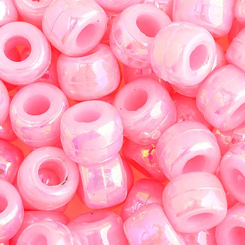 Acrylic - 9mm Crow Beads - Opaque Pink AB (1000pcs)