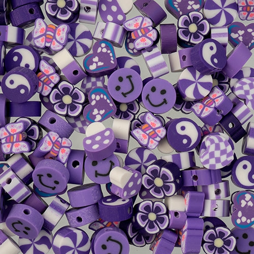 Polymer Clay Vinyl - Assorted Shapes - Purple Mix (Pack)