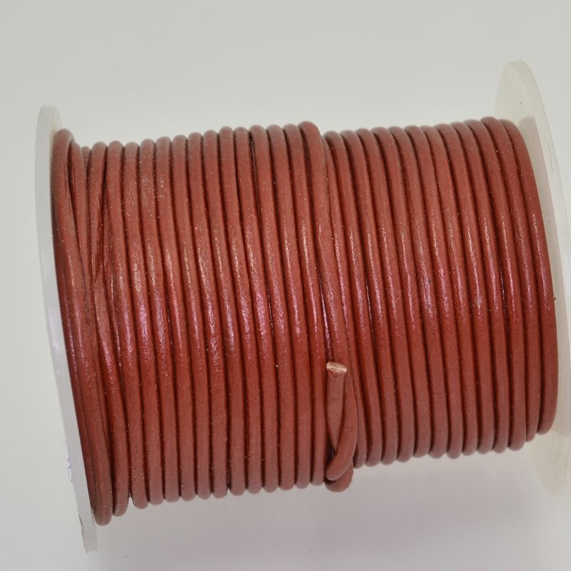 Stringing - 2mm Leather Cord - Metallic Rust (25 meter Spool)