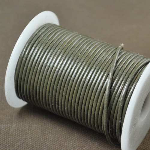 Stringing - 1.5mm Leather Cord - Dark Olive (25 meters)