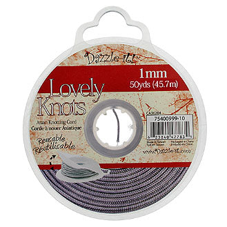 Lovely Knots - 1mm - Braided Knotting Cord - Silver (50y Bobbin)