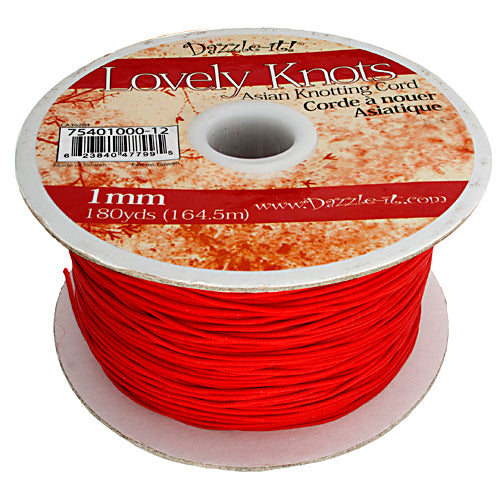 Lovely Knots - 1mm - Braided Knotting Cord - Red (180y Spool)