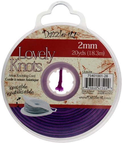 Lovely Knots - 2mm - Braided Knotting Cord - Cardinal Purple (20yd Bobbin)