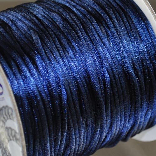 Rattail Cord - 1.5mm Satin Mousetail Cord - Navy Blue (Spool)
