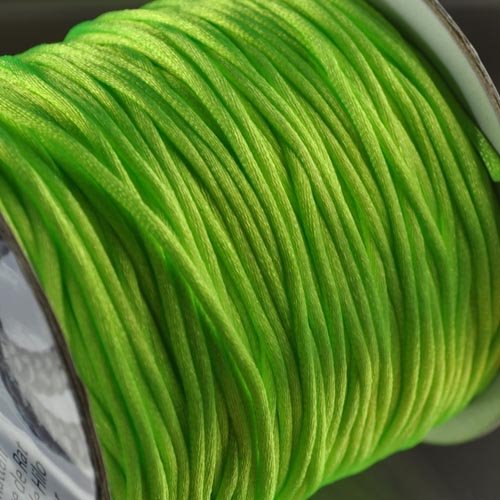 Rattail Cord - 1.5mm Satin Mousetail Cord - Neon Green (Spool)