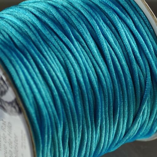 Rattail Cord - 1.5mm Satin Mousetail Cord - Aqua Blue (Spool)