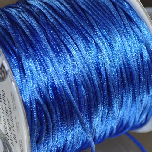Rattail Cord - 1.5mm Satin Mousetail Cord - Blue (Spool)
