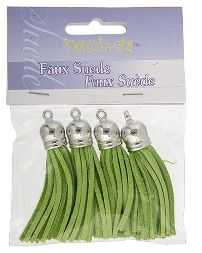Tassel - Faux Suede - Green - Silverplated (Pack 4)