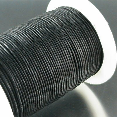 Cord - 1.5mm Round Waxed Cotton Cord - Black (Spool)