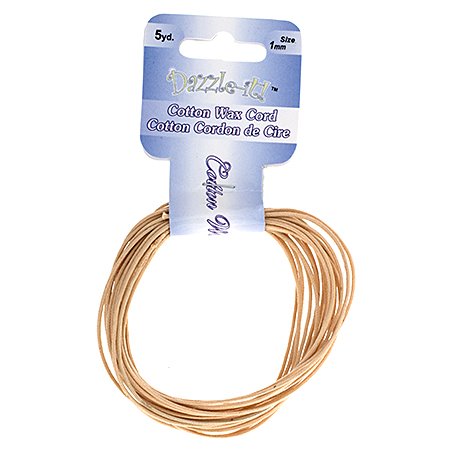 Dazzle-It - 1mm Waxed Cotton Cord - Natural (Pack 5 yds)