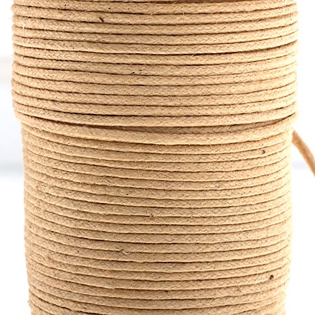 Cotton Cord - 1mm Round Waxed - Natural (25m)