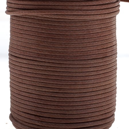 Cotton Cord - 1mm Round Waxed - Brown (25m)