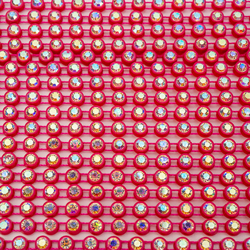 Crystal Lane Rhinestone Trim - ss12 (3mm) - Hot Pink Casing/ Crystal AB (10yd)