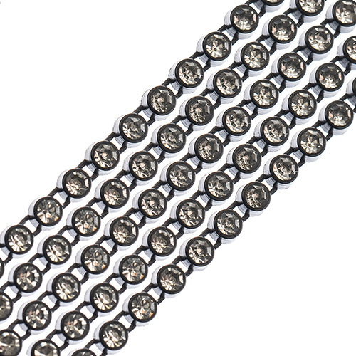 Crystal Lane Rhinestone Trim - ss8 (2.3mm) - Black Casing/ Crystal (1yd)