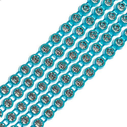 Crystal Lane Rhinestone Trim - ss8 (2.3mm) - Aqua Casing/ Crystal (1yd)