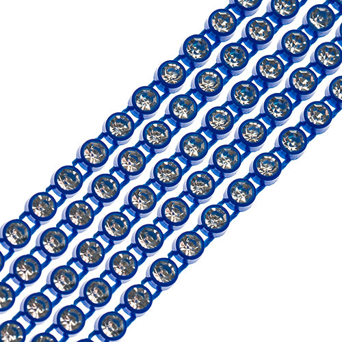 Crystal Lane Rhinestone Trim - ss8 (2.3mm) - Royal Blue Casing/ Crystal (1yd)