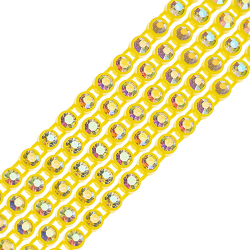 Crystal Lane Rhinestone Trim - ss8 (2.3mm) - Lemon Casing/ Crystal AB (1yd)
