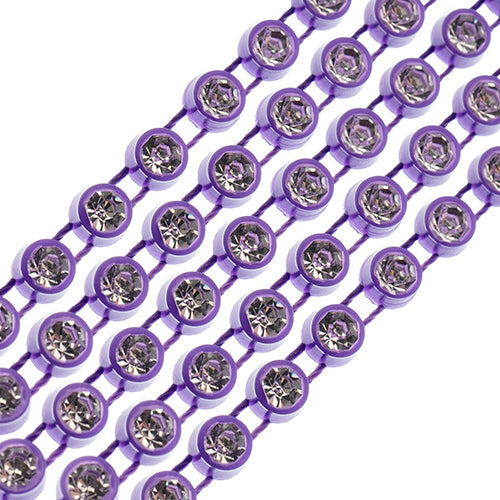 Crystal Lane Rhinestone Trim - ss12 (3mm) - Purple Casing/ Crystal (1yd)