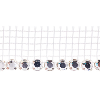Czech Glass Net Edge Trim - ss20 (4.7mm) - 1 Row - Crystal - Silver (1m)