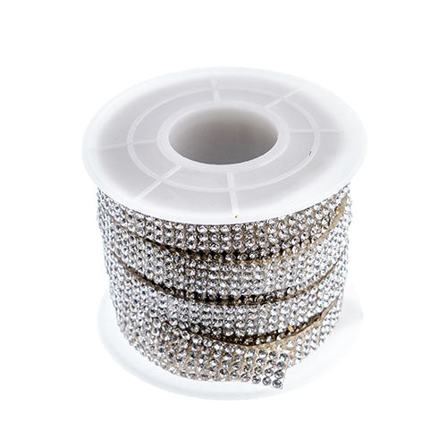 Glass Stone Trim Hot Fix - 4 Rows - Crystal (5m)