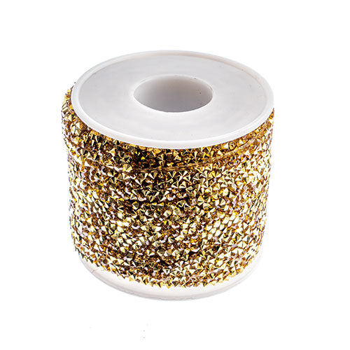 Resin Trim Hot Fix - Crystal Crush - Topaz / Gold (5m)