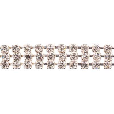 Rhinestone Chain - ss8.5 (2.4mm) - 3 Row - Crystal - Silver (1m)