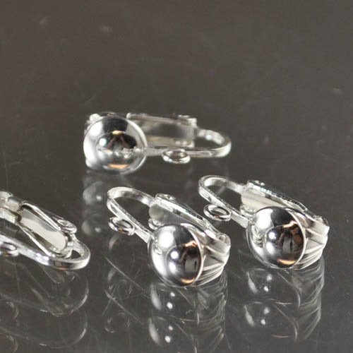 Earring - Dome Clip On w Open Ring - Sterling (pair)