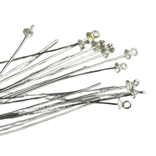 Headpins - 2in / 22ga - Headpin with Loop - Bright Sterling