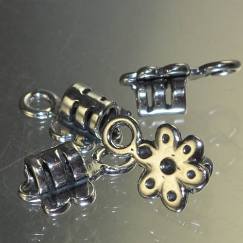 Decorative Crimp End - Large Flower with Loop - Sterling