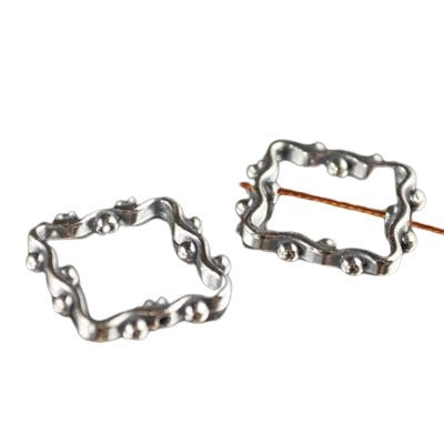 Finding - Bead Frame - 14mm - Funky Square - Sterling