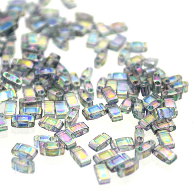 Miyuki - Half Tila - Transparent Dark Grey Rainbow (5g)