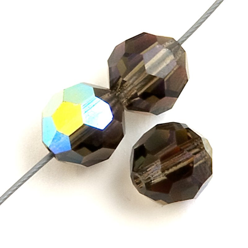 Preciosa Crystal - 4mm Faceted Round - Black Diamond AB (40)