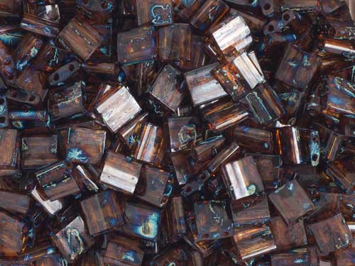 Miyuki - Tila - Dark Topaz Turquoise Picasso Transparent (50g)