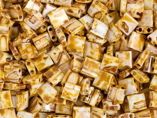 Miyuki -  Tila - White Walnut Picasso Opaque  (50g)