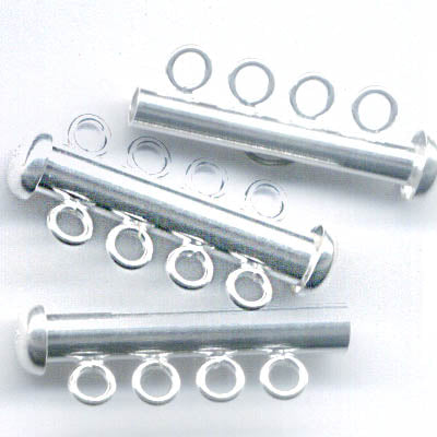 Magnetic Clasp Slide Tube - 4-Strand - Sterling