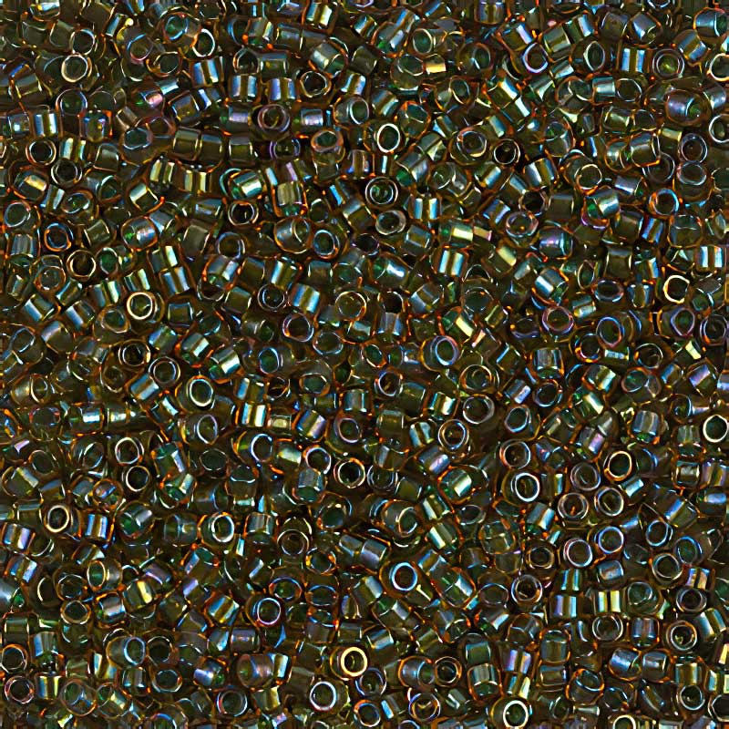 Delica 11/0 Beads - db1741 - Olive Lined Orange AB 7.5g