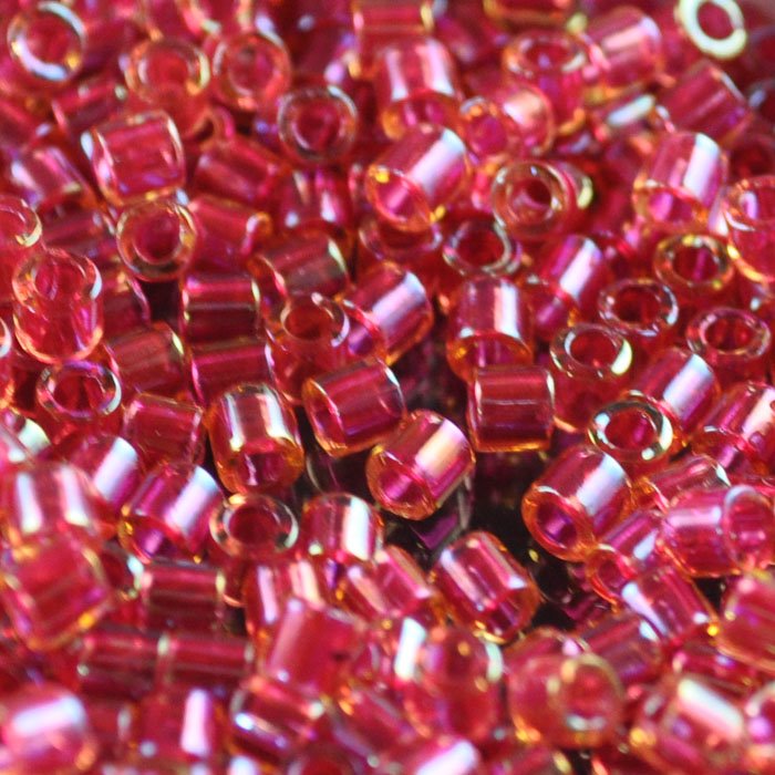Delica 8/0 Beads - dbl0062 - Light Cranberry Lined AB Dyed 5.2g