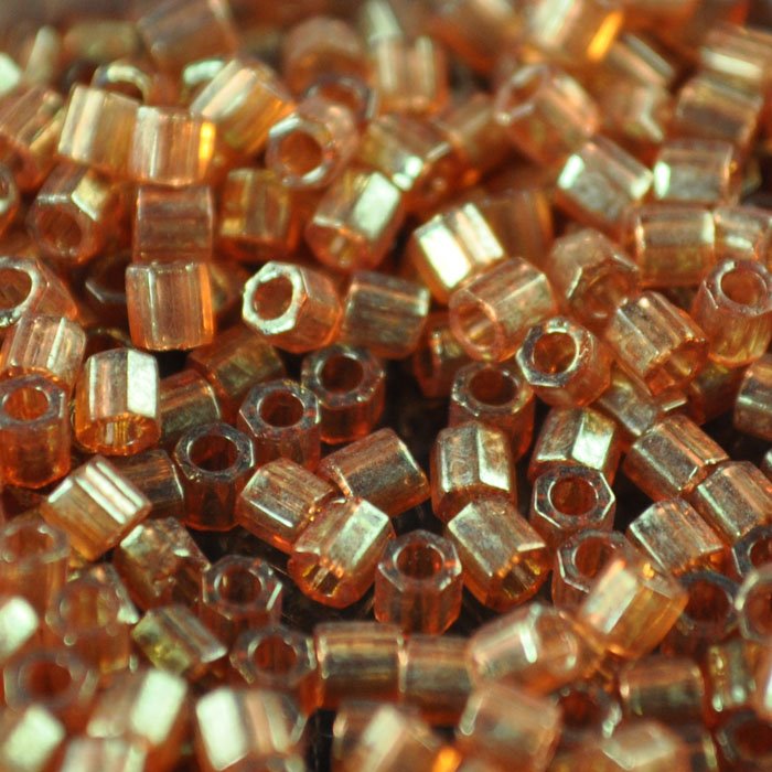 Delica 8/0 Hex-cut Beads - dblc0121 - Transparent Light Amber Gold Lustre 5.2g