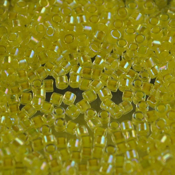 Delica 10/0 Beads - dbm0053 - Pale Yellow Lined AB Dyed 7.5g