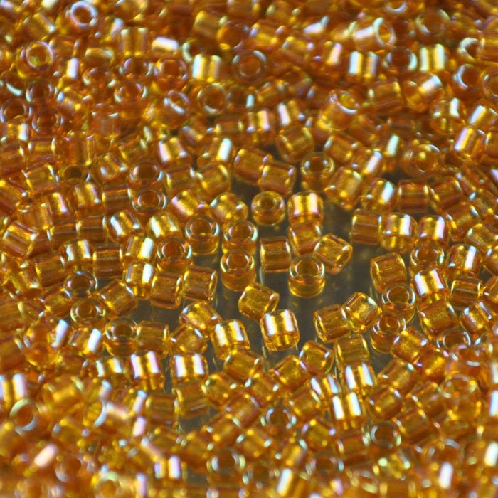 Delica Beads 10/0 - dbm0065b - Lined Topaz AB Dyed 50g