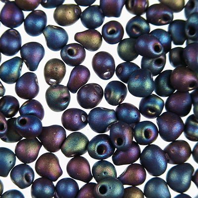 Miyuki - 3.4mm Fringe Drops - Matte Black AB (tube)