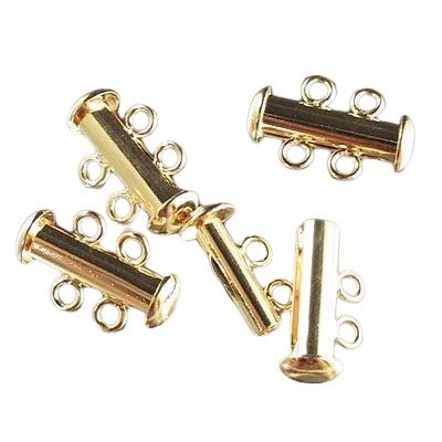 Clasp - 2-Strand - Slide Tube - Gold Plated