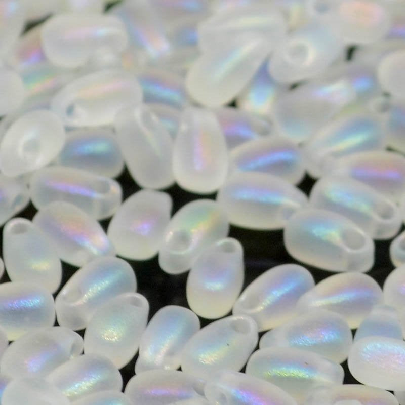 Miyuki - 3x5.5mm Long Drop Bead - Matte Transparent Crystal AB