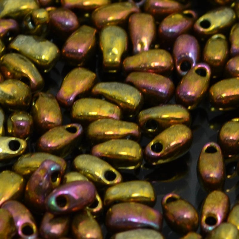 Miyuki - 3x5.5mm Long Drop Bead - Metallic Gold Iris