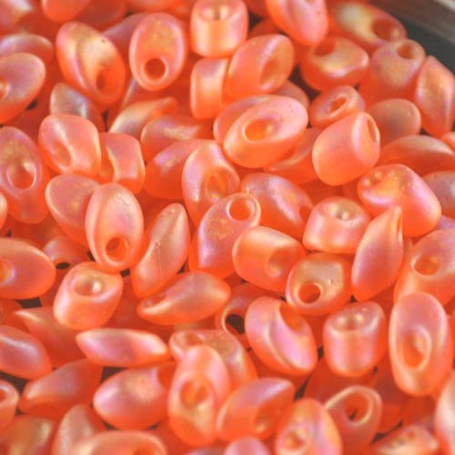 Miyuki - 4x7mm Long Magatamas - Matte Transparent Orange AB (tube)
