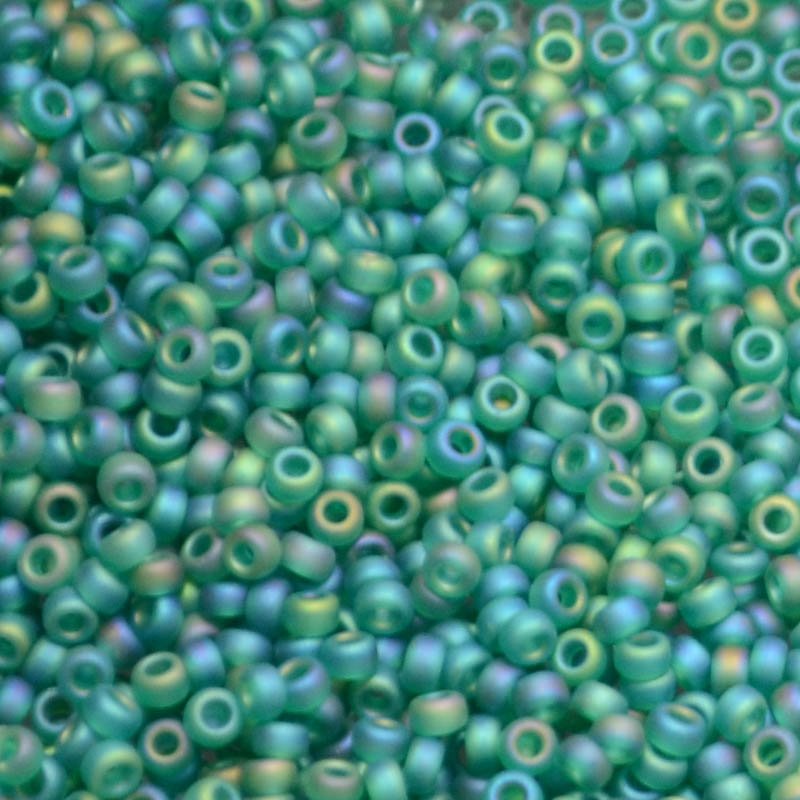 Miyuki Seed Beads - 11/0 - Matte Transparent Emerald AB -mb11-0147FRb250- 250g