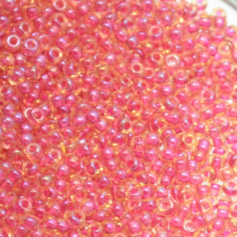 Miyuki Seed Beads - 11/0 - Light Cranberry Lined Topaz Lustre -mb11-0363b250- 25